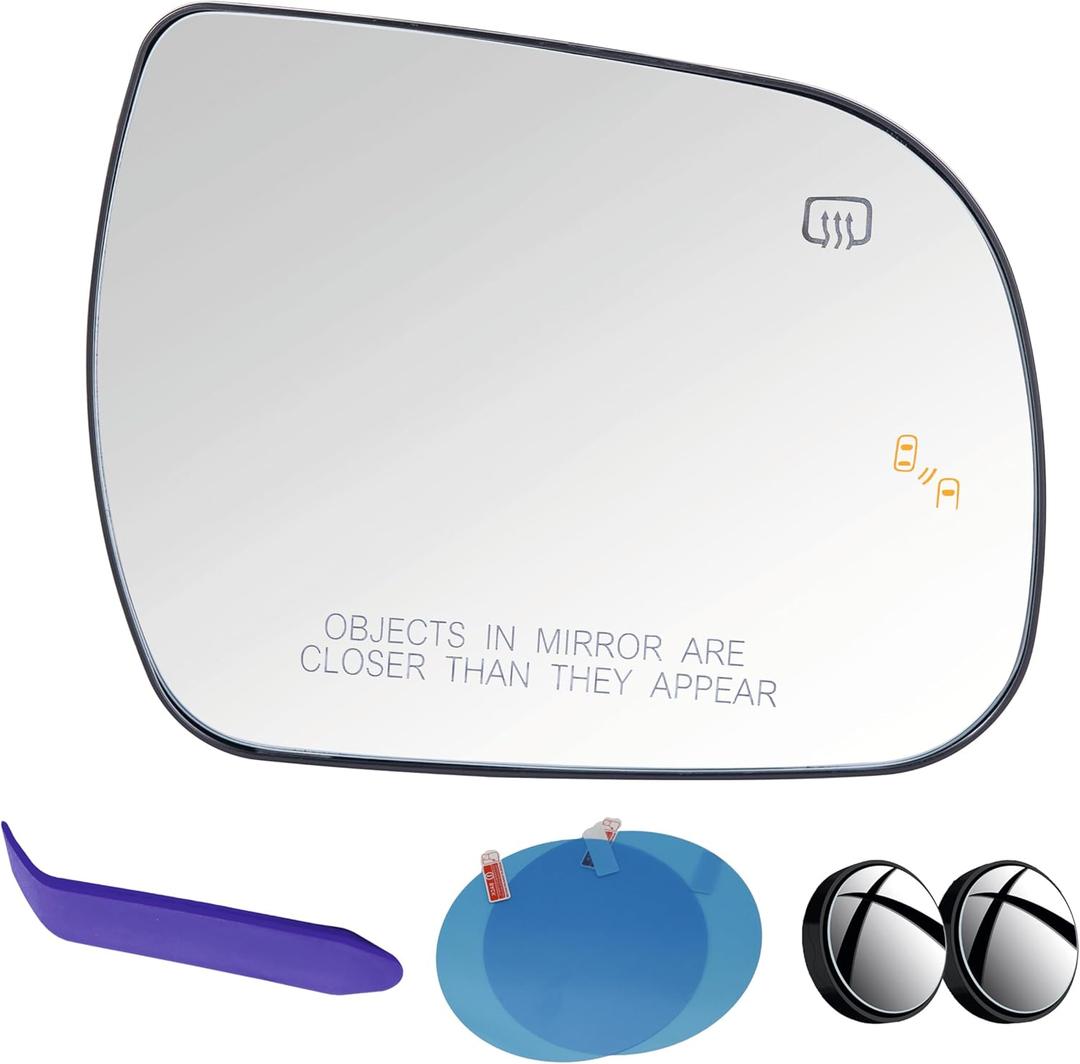 EAP Passenger Side Mirror Glass Compatible with Toyota Sienna 2013-2020, Heated With Blind Spot, 8790308090 8790308050 8790308040