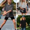 LessonZoo 3 Pack Kids Unisex T-Shirts Boys Girls Short Sleeve Crewneck Tops Basic Summer Loose Fit Oversized Tees 5-14 Years(Gray, Dark Gray, Black,7-8 Years)