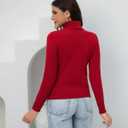 2025 Women's High Neck Long Sleeve Knitted Sweater, Fashionable Women's Long Sleeve Pullover Sweater (Red, M)