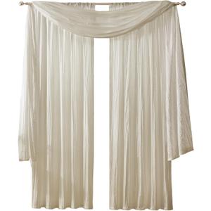 Elrene Home Fashions Athena Faux Crushed-Silk Window Curtain Panel and Valance Set, 52"x84" (2 Panels) & 1 Valance, Ivory