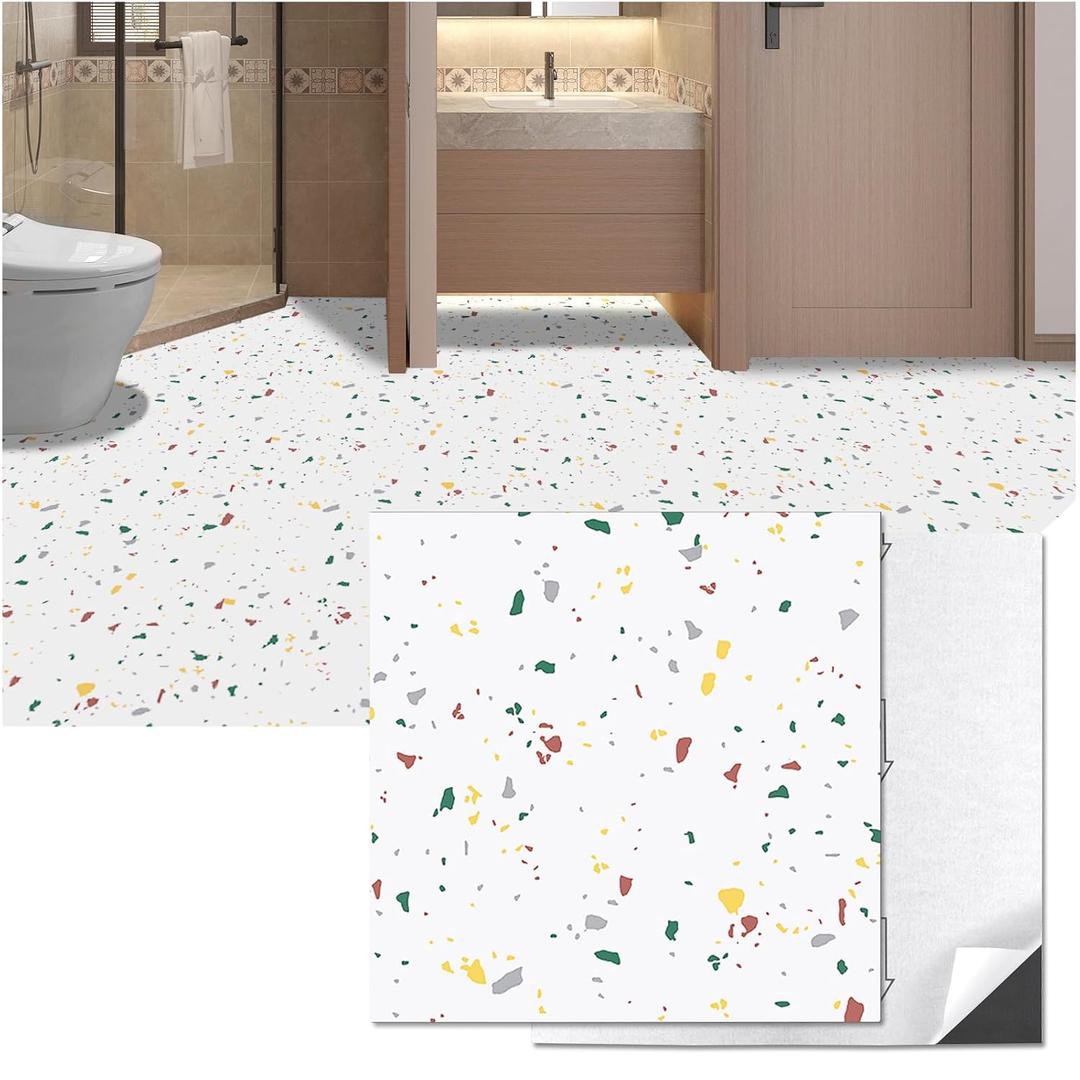 Art3d Peel and Stick Floor Tile, 30-Pack 12 x 12in. Covers 30 Sq.ft, Waterproof Vinyl Flooring Tiles Self Adhesive for Kitchen, Bathroom & Bedroom - Modern Terrazzo