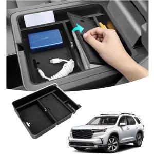 Center Console Hidden Box Organizer Compatible with Honda 2023-2025 2026 Pilot & 2024-2026 Passport & 2024 2025 Ridgeline Interior Accessories Insert Armrest Hidden Organizer Tray