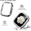 Mosonio Compatible with Apple Watch Band 38mm 40mm 41mm 42mm 44mm 45mm 46mm 49mm with 2 Pack Case Women, Jewelry Replacement Metal Bands Strap with Bling PC Protective Case for iWatch Ultra SE Series 11/10/9/8/7/6/5/4/3/2/1 (Sizes Vary By Mode)