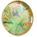 Leemxiiny Round Green Marbling Decorative Tray with Handles, 13" Morden Plastic Serving Tray for Coffee Table Bathroom, Ottoman, Home Decor