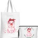 Sieral 2 Pcs Animal Lover Bag Graduation Gift for Women Travel Canvas Tote Portable Zipper Pouch Canvas Reusable Grocery Tote