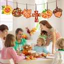 Feifeiya 24 Sets Thanksgiving Crafts Kit DIY Fall Paper Crafts with Colored Tissue Paper Sticker Tool Turkey Pumpkin Leaf Acorn Suncatcher Hanging Ornaments for Classroom Activity Harvest Party Window