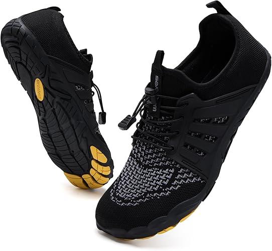WateLves Barefoot Water Shoes for Women Men Quick Dry Aqua Swim Shoes for Outdoor Fishing Beach Pool Boat Surfing Walking, (7.5 W - 6 M, 38), Black/White