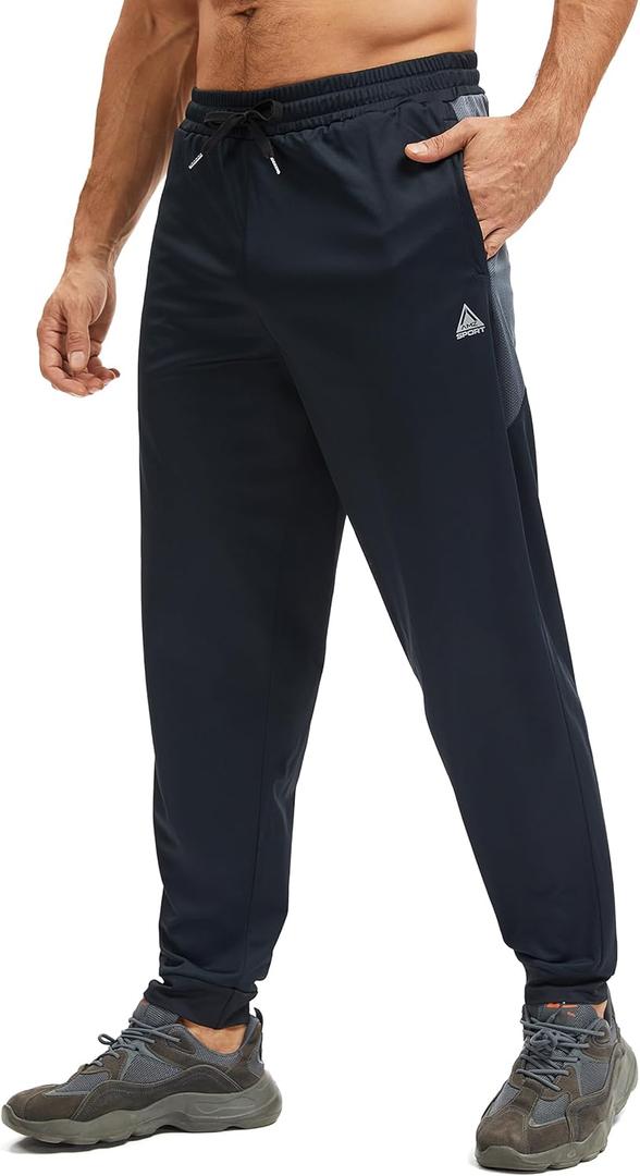 AMZSPORT Men's Joggers Sweatpants with Zipper Pockets Lightweight Athletic Track Pants for Men Workout, Running, Soccer (XL)