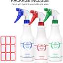 Uineko Plastic Spray Bottle (3 Pack, 32 Oz, 3 Colors) Heavy Duty All-Purpose Empty Spraying Bottles Leak Proof Commercial Mist Water Bottle for Cleaning Solutions Plants Pet with Adjustable Nozzle