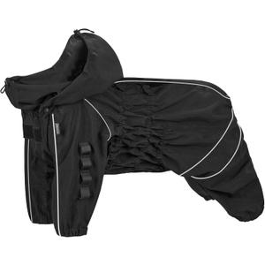 OneTigris Dog Raincoat with Hood for Medium Large Dogs, Waterproof & Reflective, 4 Legs Dog Rain Jacket Adjustable Puppy Poncho for The Rain and Snow (Black, Small)