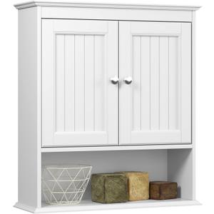 Spirich Bathroom Cabinet Wall Mounted with Doors, Wood Hanging Cabinet with Doors and Shelves Over The Toilet, Bathroom Wall Cabinet White