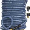 Pressure Washer Hose 100 ft, 4200 PSI Steel-Braided & Durable - Flexible & Kink-Resistant, Power Washer Hose with 3/8" Swivel Quick Connect & M22 14mm Adapter, Hot/Cold Water Compatible-Navy