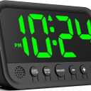 Small LED Digital Clock for Bedroom, Loud Alarm Clock for Heavy Sleepers Adults, Teens | Plug-In Electric Desk Clock | Simple Bedside Nightstand Clock with Adjustable Volume/Brightness/Snooze  Green