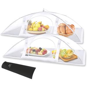 Anpro Mesh Food Cover Set - 2 Extra Large (40in X 24 In) Food Covers for Outdoors Mesh Screen,Pop-Up Mesh Food Covers Tent Umbrella for Outdoors,Reusable Collapsible Food Tents,w/Bottom Cloth