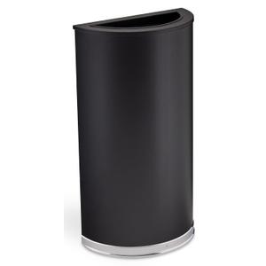 Safco Trash Can, 15 Gallon Garbage Bin with Dual Trash and Recycling Lids, Half Round, Black