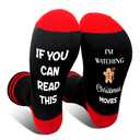 HMJKL Christmas Socks Gifts For Man Woman, I'm Watching Christmas Movies Socks, Christmas Gifts For Friend Sister Family Coworker, Winter Holiday Must Haves -49 (Black)