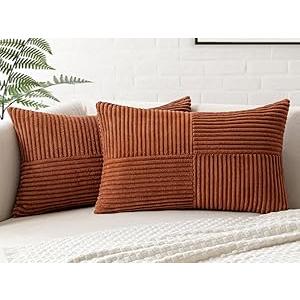 MIULEE Fall Rust Boho Decorative Throw Pillow Covers for Couch 20x12 Inch