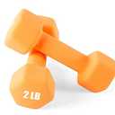 Portzon Set of 2 Neoprene Dumbbell, 2 LB, Anti-Slip, Anti-roll, Hex Shape, Orange - Pack of 2