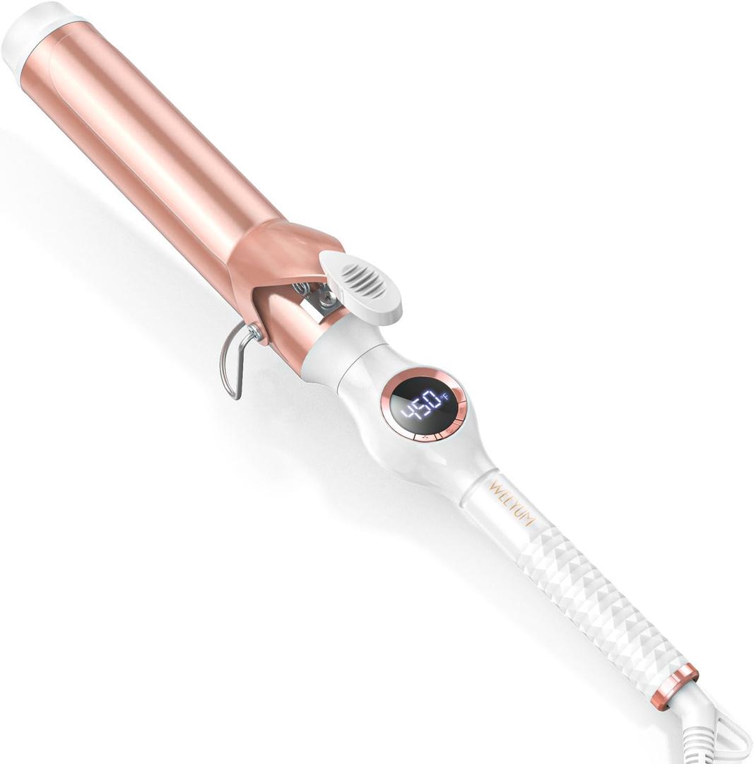 WEEYUM 1 1/2 Inch Curling Iron, Large Barrel Curling Wand for Hair, Ceramic Tourmaline Hair Curling Iron Double Voltage(100-240V)