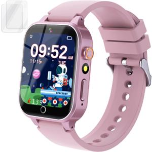 Kids Smart Watch Gift for Girls Age 5-12, 39 Games HD Touch Screen Watches with Video Camera Music Player Pedometer Flashlight 12/24 hr Educational Toys Birthday Gifts for Girls Ages 7 8 9 10, Pink
