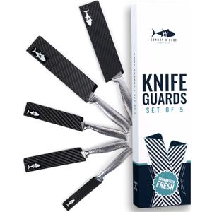 Set of 5 Knife Guards - Protective Knife Sheaths with Felt-Lined Interior for Sharp Blades, Textured Grip for Easy Handling, Fits Variety of Chef & Kitchen Knife Sizes