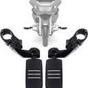 1.25" Motorcycle Foot Pegs Adjustable Highway Pegs for Harley Davidson Touring Road King Road Glide Street Glide Electra Glide Dyna Sportster Softail 1 1/4" Crash Bar Highway Peg, Black (Medium)