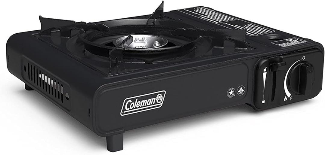Coleman Classic 1-Burner Butane Stove Portable Camping Stove with Carry Case & Push-Button Starter Includes Precise Temperature Control & 7650 BTUs of Power for Camping Tailgating & More (Black)