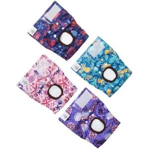 CuteBone Washable Female Dog Diapers 4 Pack Reusable Doggie Heat Diapers for Period FMG06L
