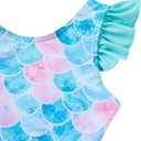 Vieille Toddler Little Girls One Piece Swimsuits Ruffles Bathing Suits Mermaid Dinosaur Swimwear 2-7T (Light Blue Mermaid)