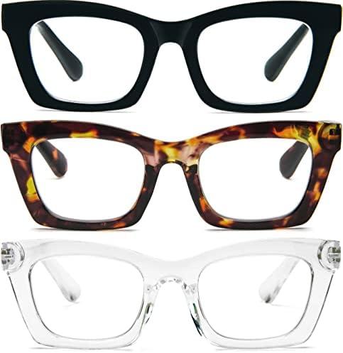 REAVEE Oprah Style Reading Glasses for Women, Blue Light Blocking Stylish Oversized Computer Readers Spring Hinge
