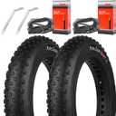 2 Pack 20x4.0 24x4.0 26x4.0 Inch Fat Bike Tires Replacement Set  Heavy Duty Folding Electric Bicycle Tires with Bonus Tubes and Levers for Wide Mountain and Snow Adventures