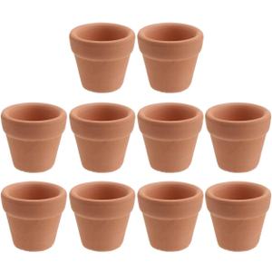 HANABASS 10Pcs 1.2 Inch Mini Terracotta Pots with Drainage Holes, Small Clay Flower Pots, Tiny DIY Paintable Succulent Planter for Nursery Miniature Cactus Succulent Garden Windowsill DIY Crafts