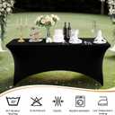 2 Pack 6FT Spandex Table Cover, Wrinkle-Free Reusable Rectangle Tablecloths, Washable Spandex Tablecloths, Elastic Table Cover for Banquet, Wedding, Festival,Parties, Black, 72"30"30"