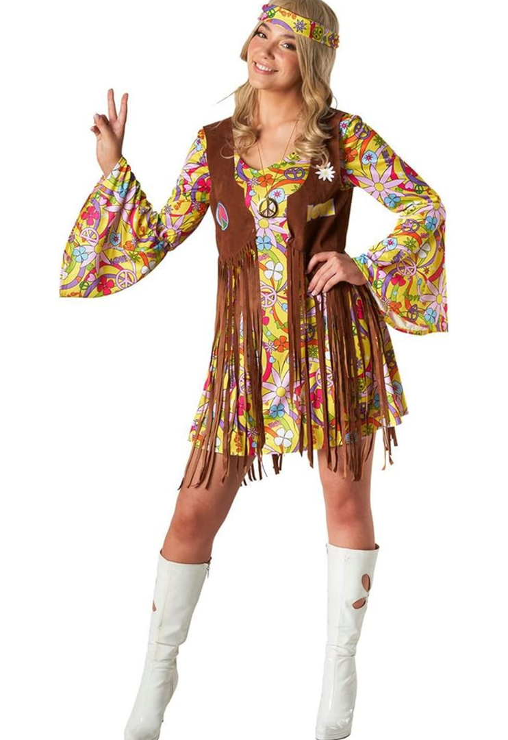 Morph Hippie 70s Costume - Adult Hippie Dress for Women - Halloween Costume