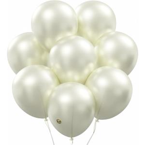 AFTERLOON Biodegradable Balloons Pearlized White 12 Inch Pearl Color 100 Pack, Pearlescent Thickened Extra Strong Latex Helium Float, for Baby Shower Gender Reveal Wedding Birthday Party Decorations,