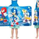 Sonic The Hedgehog, Anime, Bath/Pool/Beach Soft Cotton Terry Hooded Towel Wrap, 24 in x 50 in, By Franco Kids (Multicolor)
