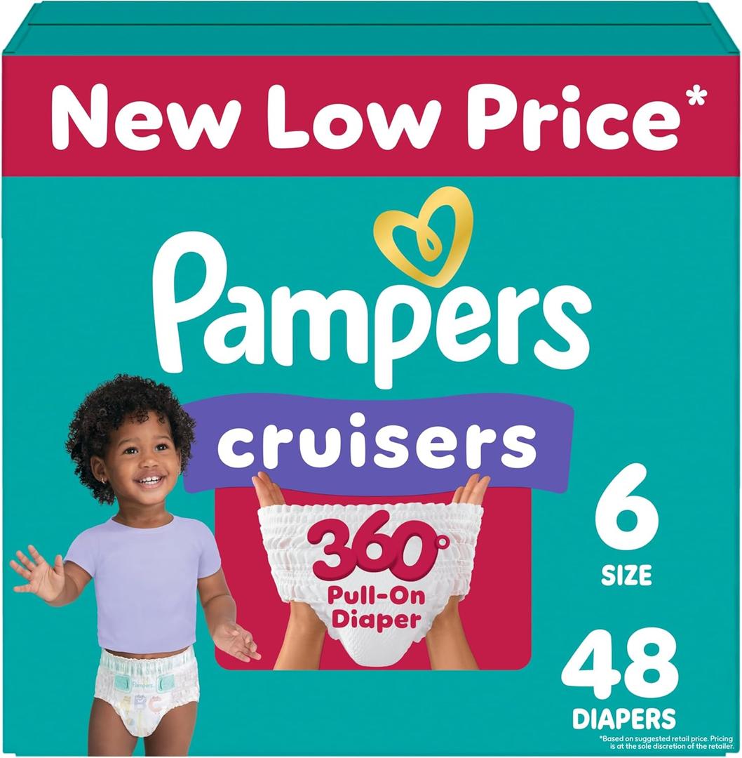 Pampers Diapers - Cruisers 360 - Size 6, 48 Count, Babyproof up to 100% Leakproof Pull-On Diaper