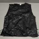 SHENHE Men's Y2k PU Leather Lace Up Tank Tops Mesh Sleeveless Punk Clubwear Cropped Vest (Black, S)