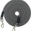 15FT 20FT 26FT 40FT 60FT 75FT Long Dog Tether, Outdoor Tie Out Rope Dog Lead for Yard, Large Medium Dogs Training, Camping, Playing, Backyard (20FT, Black Gray)