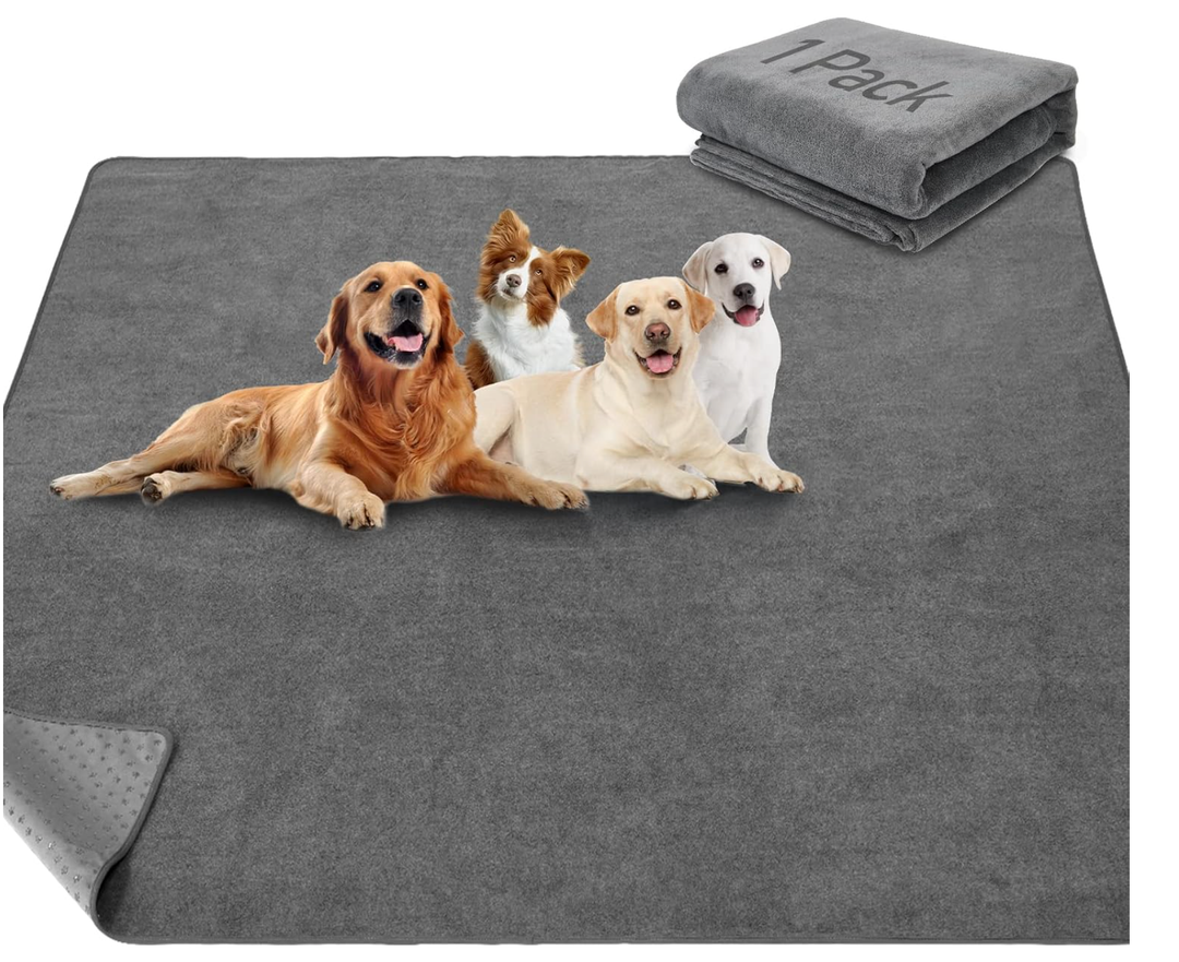 LOOBANI NonSlip Washable Pee Pad for Dogs, 1 Pack Extra Large Reusable Dog Mat for Floor, Fast Absorbent Pet Whelping Pads, Puppy Playpen Mat for Incontinence, Housebreaking, Crate, 82x120in, Gray