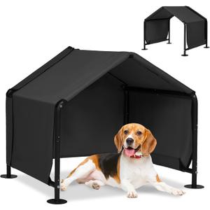 Dog Shades for Outside - Outdoor Dog Canopy for Small Dogs, 29.5x25.6x25.6 Outdoor Dog Shade Shelter Pet House, Waterproof Pet Canopy Shelter for Small Animals with Washable Cover, Black