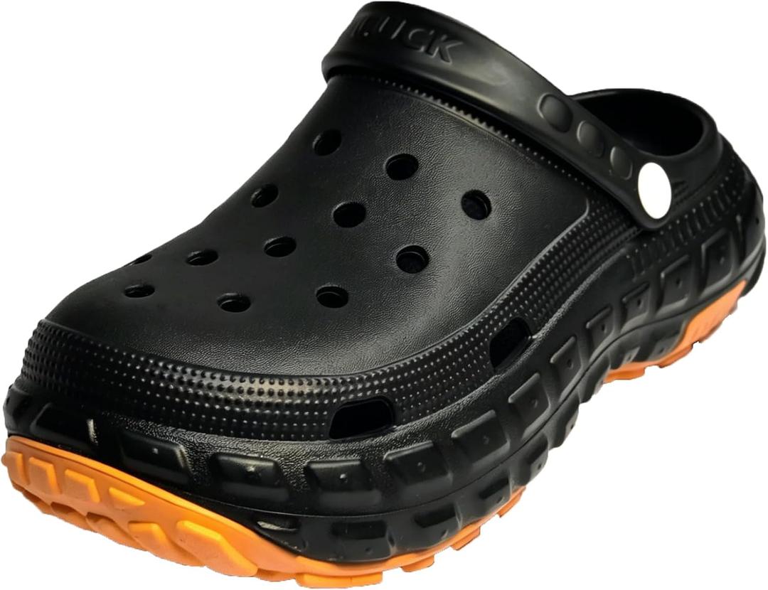 Women Men's Adult Non-Slip Clogs Garden Shoes Slip-on Outdoor Slippers (Black), 11-12 Women/10-11 Men