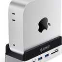 ORICO MiniDock and Stand Compatibility with Mac mini M4, 9-in-1 Aluminum Hub with 2TB NVMe M.2 SSD, 10Gbps USB-C & USB-A,5Gbps USB-A,4K HDMI, Gigabit Ethernet, SD/TF Card Readers,Type-C(PD3.0)