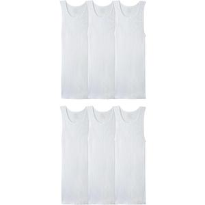 Fruit of the Loom Men's Sleeveless Tag Free Moisture Wicking Tank A-Shirt 6 Pack White, Medium