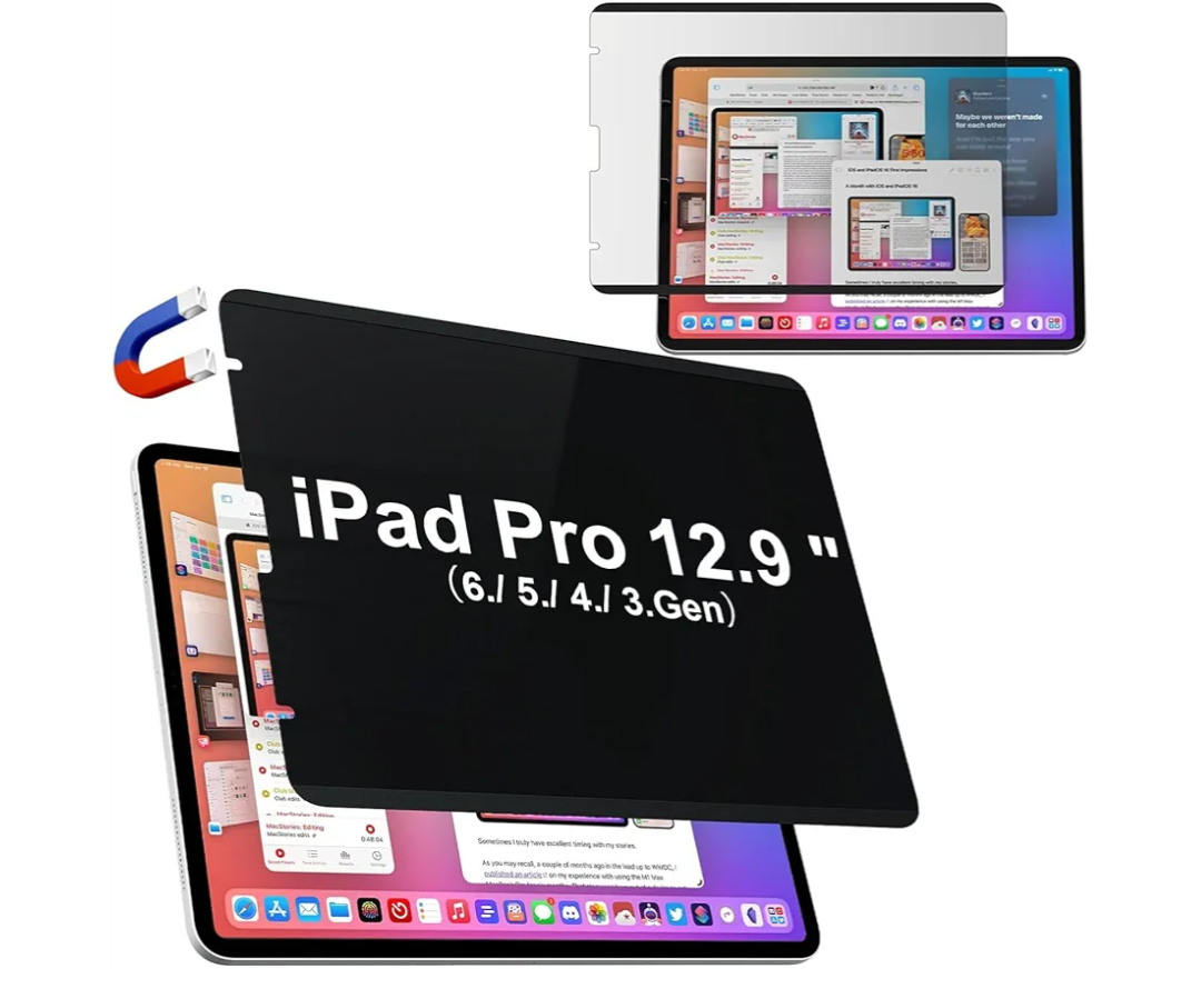 IPROKKO Magnetic Privacy Screen Protector Compatible with iPad Pro 12.9 Inch (6th/5th/4th/3rd Generation, 2022 2021 2020 2018), Removable Anti Blue Light Glare Spy Private Filter Black Security Cover