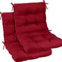 Tufted High Back Chair Cushions Set of 2, 42''x21'' Outdoor Seat and Back Chairs Cushions for Patio Furniture, Water Resistant Patio Tufted Replacement Cushion Rocking Seat Pads with Ties (Red)