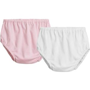 City Threads Baby Girls Boys Diaper Covers Bloomers Cotton Soft Comfortable Durable Made in USA 2-Pack (Pink/White)