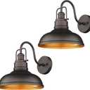 zeyu Gooseneck Wall Lights 2 Pack, 11 Inch Farmhouse Barn Light Fixtures Indoor and Outdoor, Metal Dome Shade in Oil Rubbed Bronze Finish, 016-1B-2PK ORB
