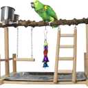 kathson Bird Playground,Parrots Play Gym,Parakeet Play Stand with Prickly Ash Wood Perch,Cockatiel Playstand with Feeder Cups and Exercise Toys,Birds Perch Stand for Budgie Conures Cockatoos Lovebirds