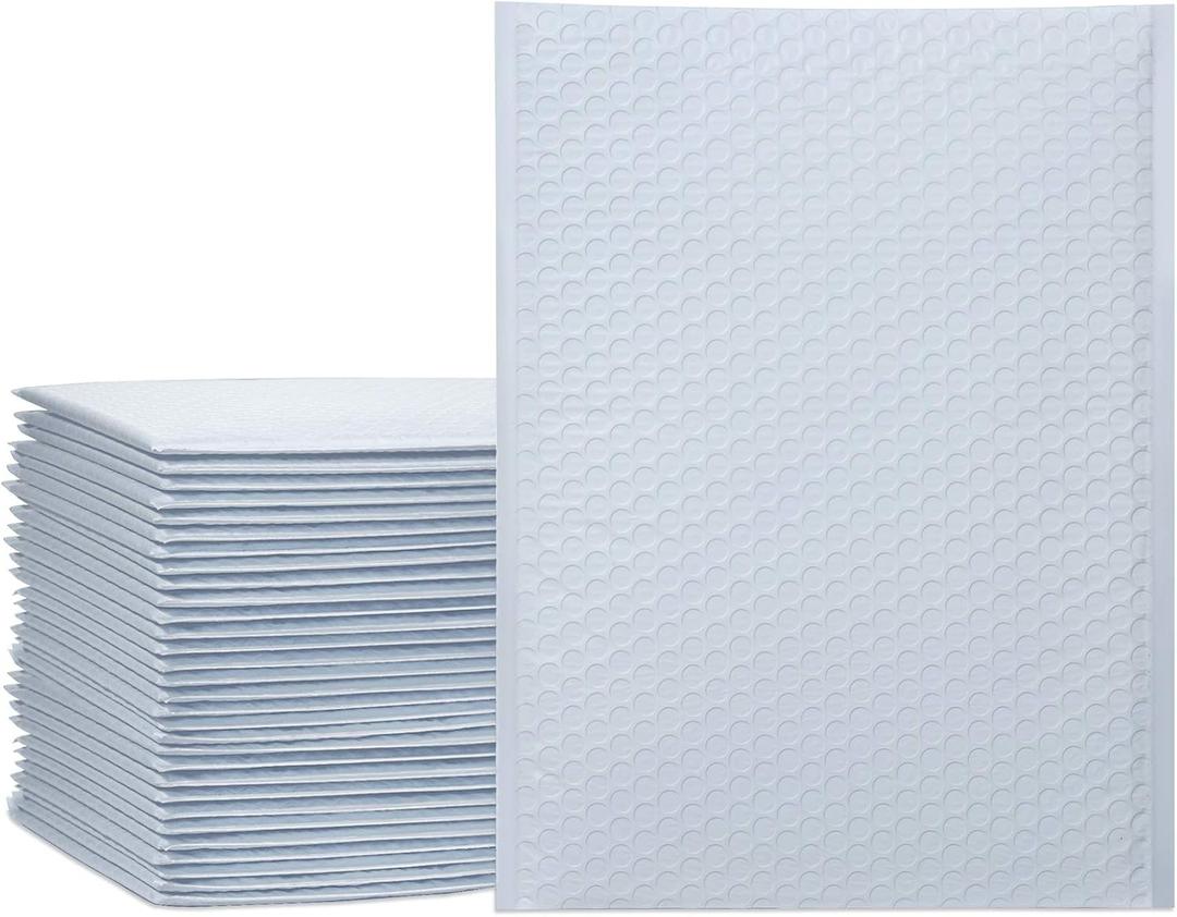 UCGOU Bubble Mailers 9.5x14.5 Inch White 25 Pack Poly Padded Envelopes Large #4 Mailing Packages Opaque Packaging Postal Self Seal Adhesive Waterproof Boutique Shipping Bags for Clothes
